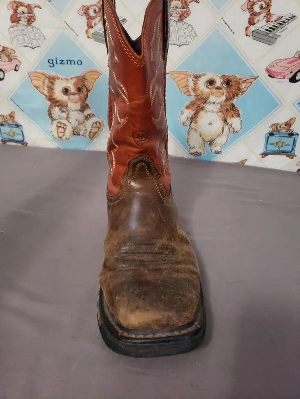 Ariat Men's Two-Tone Brown & Orange Western Work Boots Size 9D - Picture 7 of 11